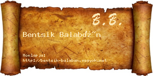 Bentsik Balabán névjegykártya